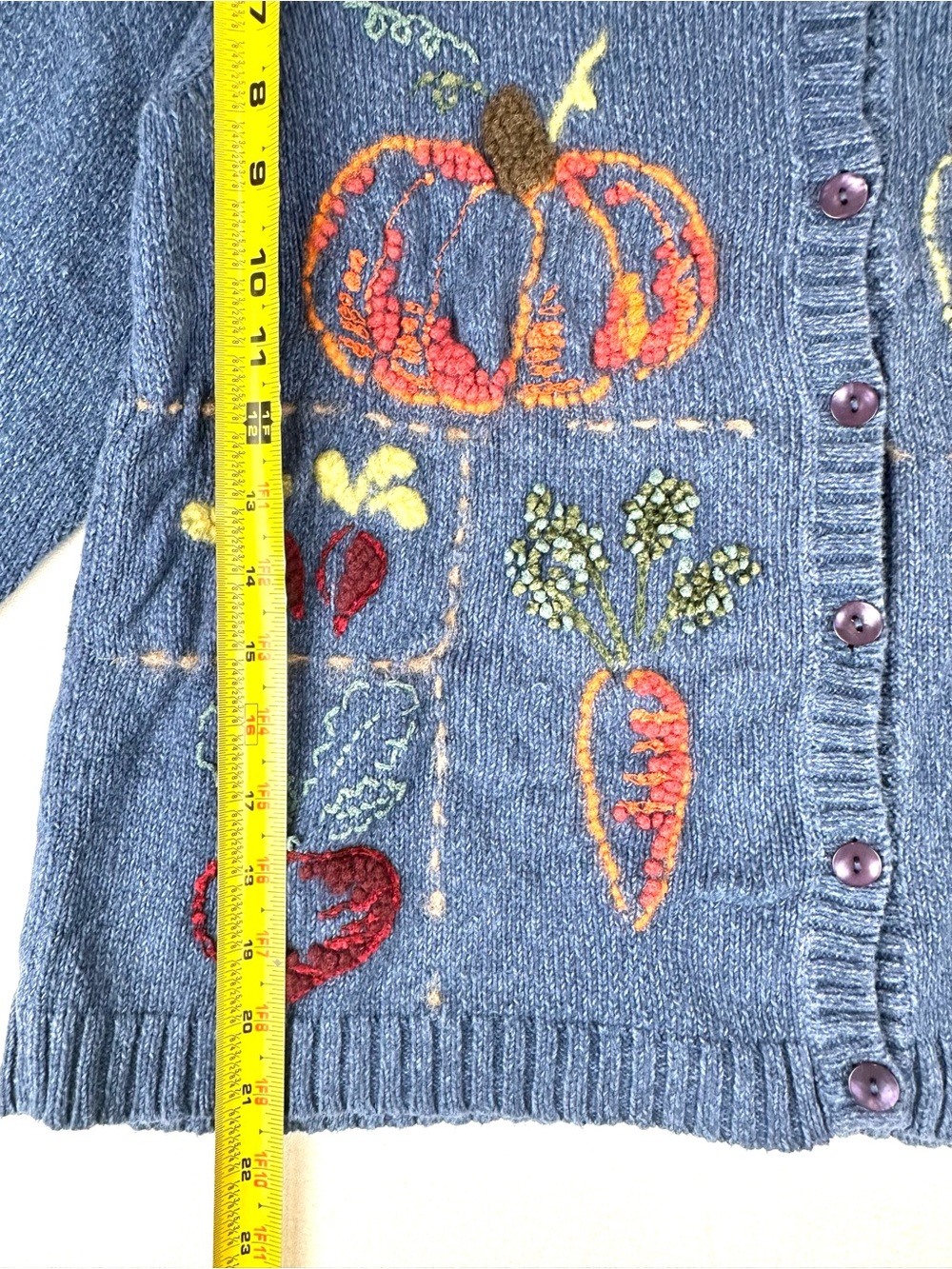 Talbots Harvest Embroidered Cardigan Sweater Cotton Ramie Blend - Picture 10 of 10